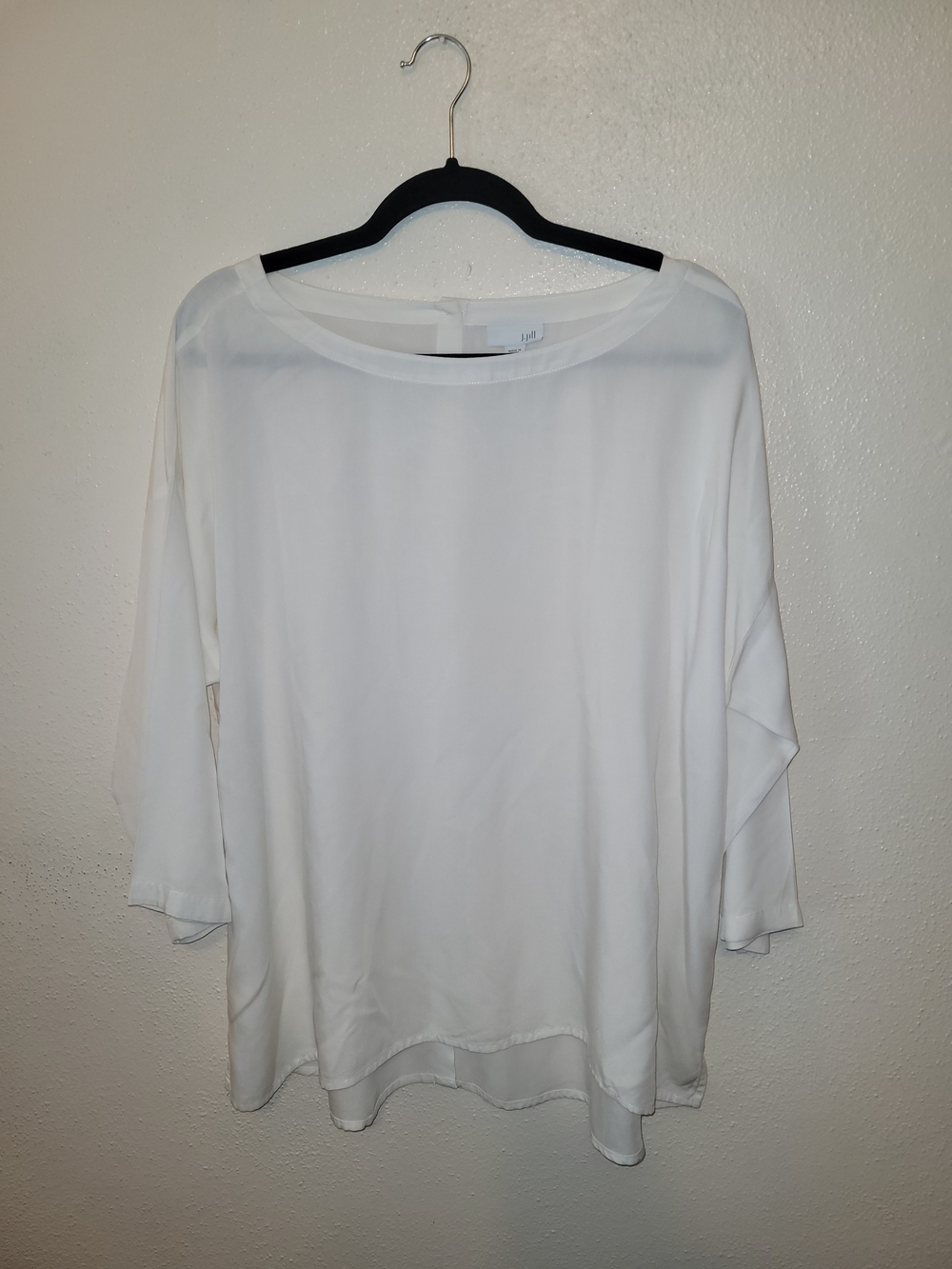J. Jill White Button-Back Blouse Top XL Petite 100% Rayon Lightweight